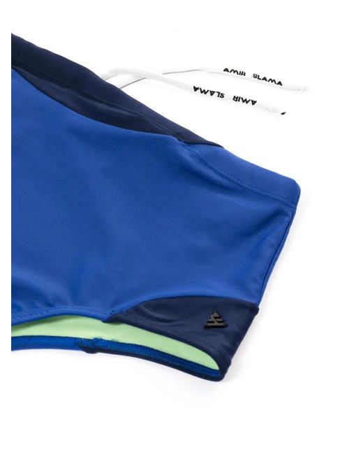 Amir Slama Blue Panelled Swim Shorts for men