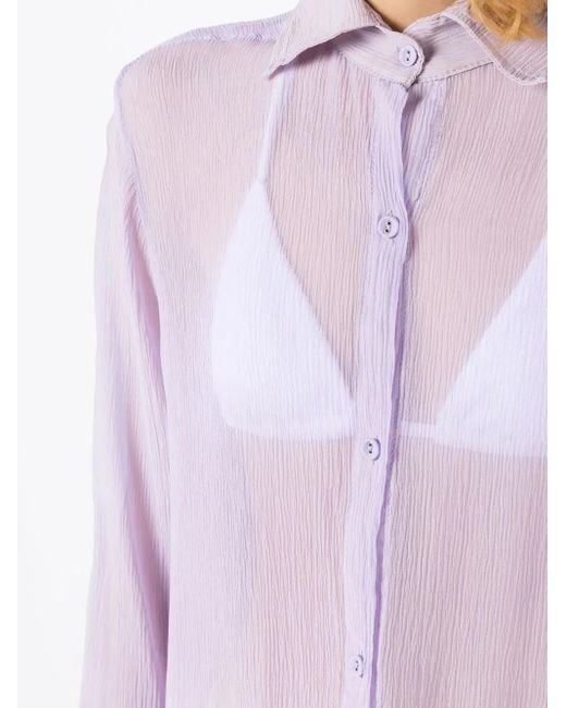 Amir Slama Purple Sheer Crinkled Silk Shirt