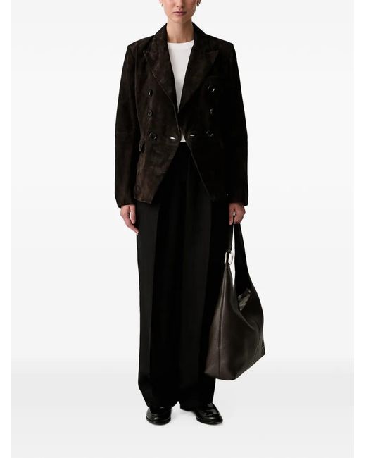 Joop! Black Double-Breasted Suede Jacket
