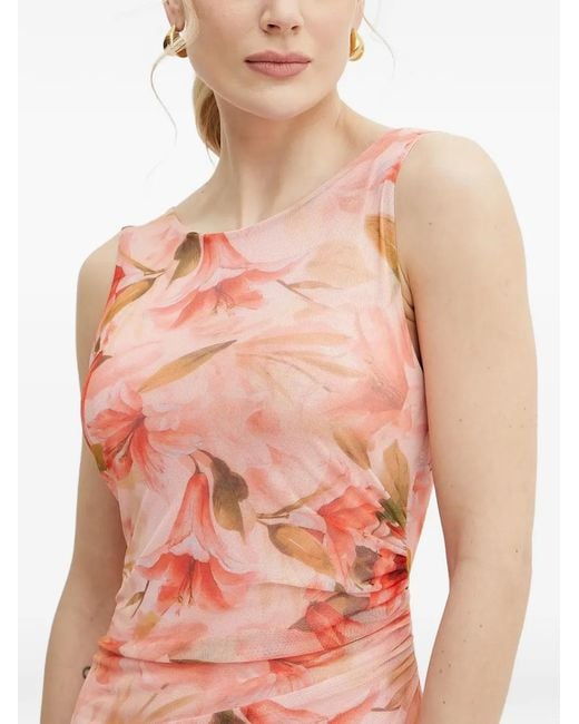 Fracomina Pink Floral-Print Sleeveless Midi Dress