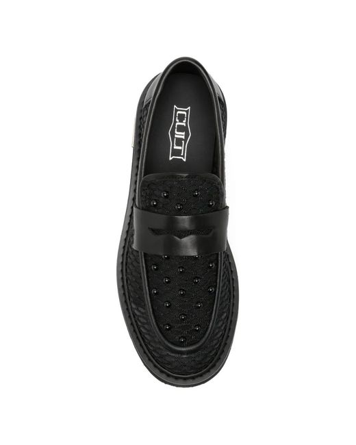 Cult Black Slash Beaded Leather Sneakers