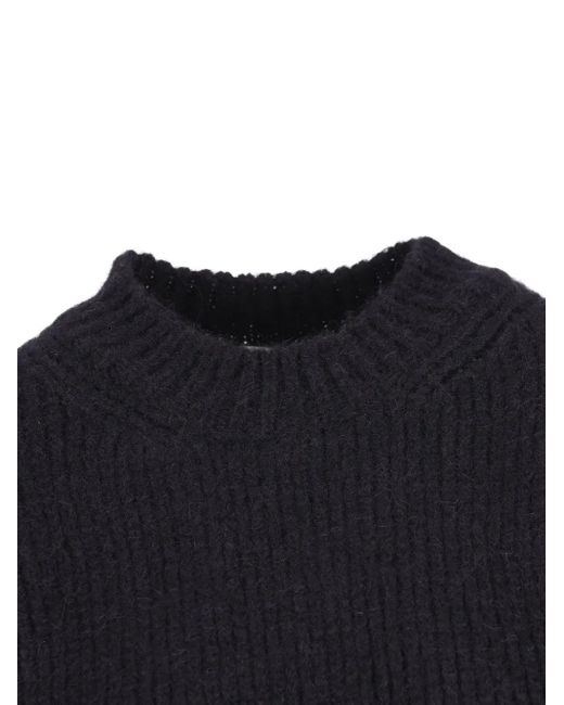 Saint Laurent Blue Ribbed Crew-Neck Sweater