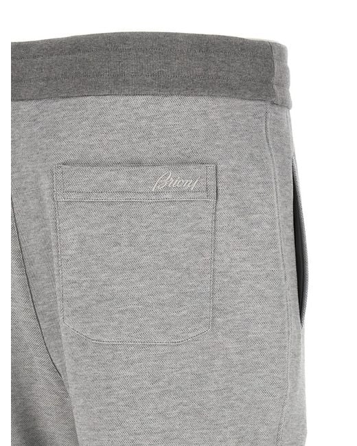 Brioni Gray Drawstring-Elastic Track Pants for men