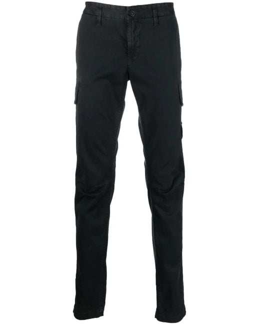 Stone Island Blue Compass-Patch Cargo Trousers for men