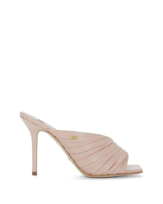 Elisabetta Franchi Natural Sandales En Cuir Nappa