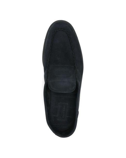 John Lobb Blue Leather Loafers for men