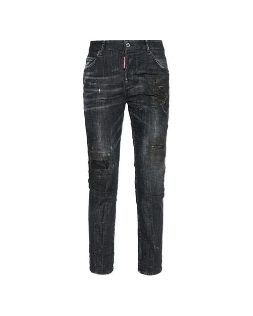 DSquared² Black Cool Girl Distressed Slim-Fit Jeans