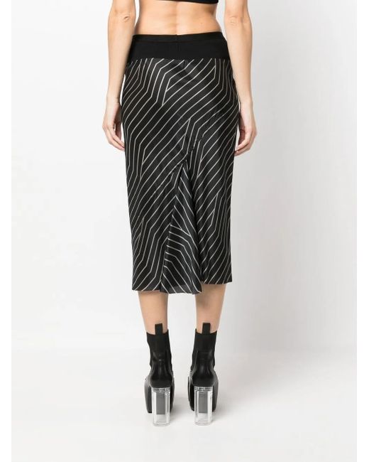 Rick Owens Black Multi-Way Stripe Midi Skirt