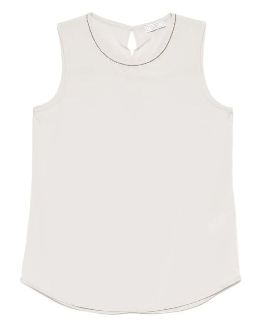 Peserico White Embellished Sleeveless Top