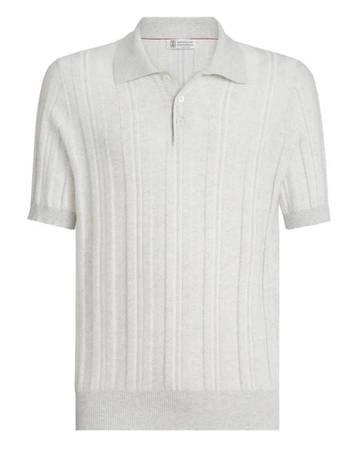 Brunello Cucinelli White Short Sleeve Polo for men