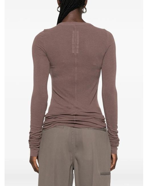 Rick Owens Brown Ribbed Long-Sleeve T-Shirt