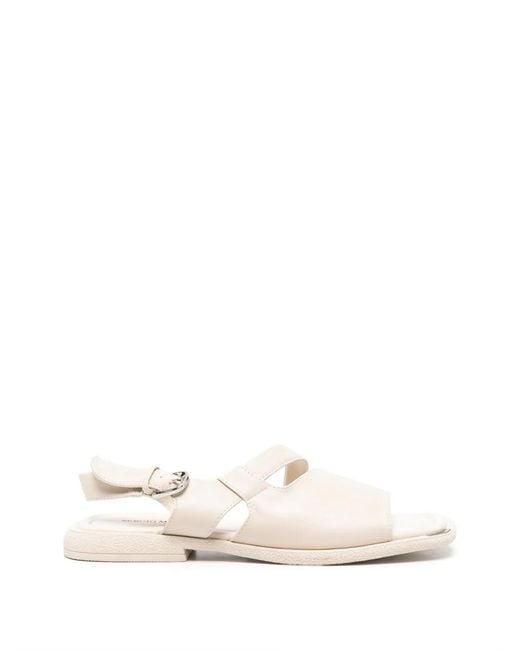 SERGIO MORETTI FIRENZE White Buckle-Fastening Leather Sandals