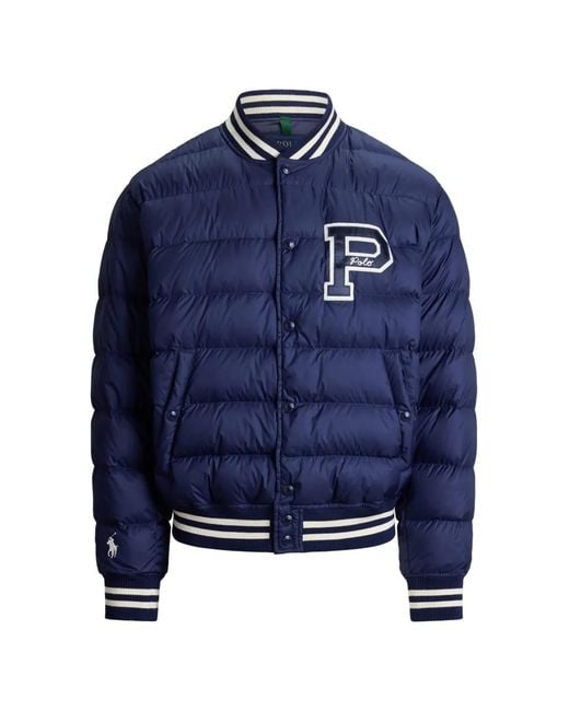 Polo Ralph Lauren Blue Padded Bomber Jacket for men