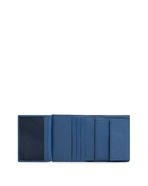 Piquadro Blue Vertical Trifold Wallet for men