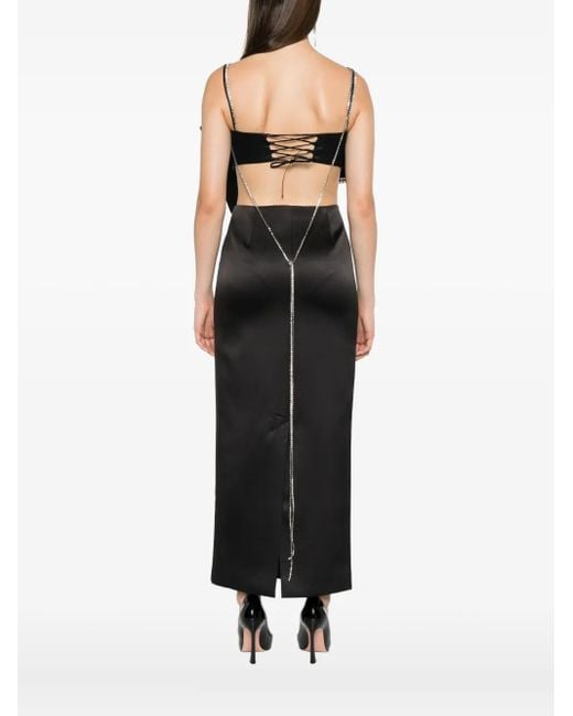 Mach & Mach Black Bow-Detail Crystal-Embellished Top