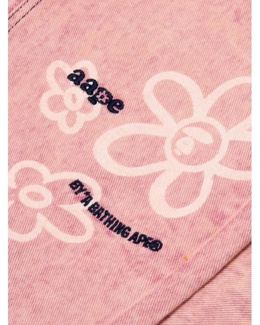 Aape By A Bathing Ape Pink Moonface-Patch Jeans