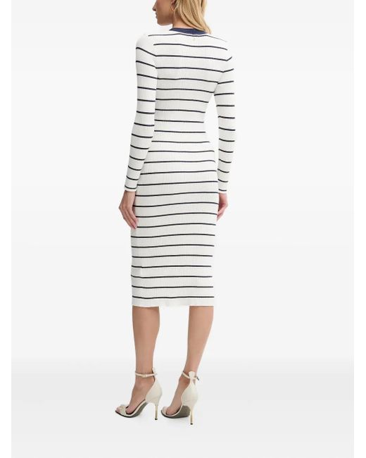 Guess White Striped Button-Front Midi Dress