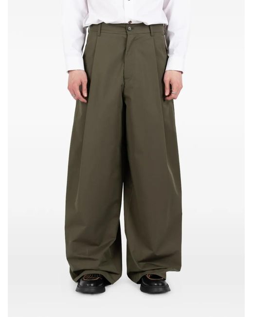 Societe Anonyme Green Pantalon Ample Huko À Design Plissé