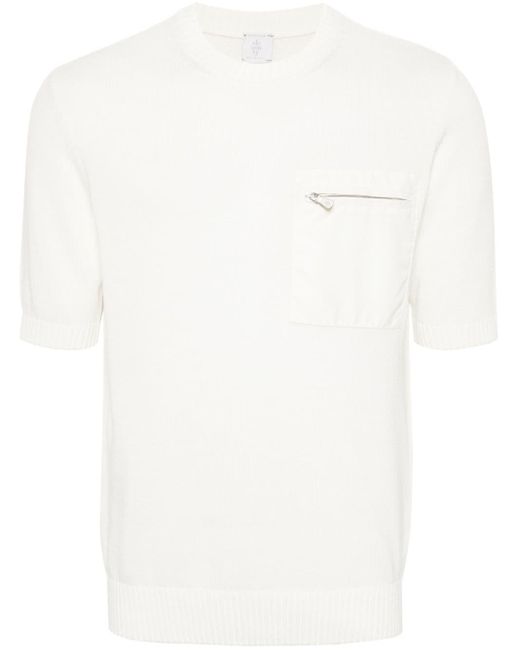 Eleventy White Patch-pocket Knitted Top for men