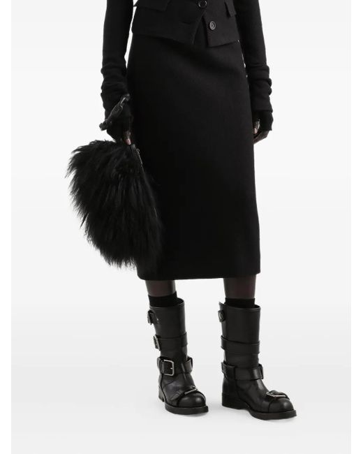 Dolce & Gabbana Black Wool Midi Skirt
