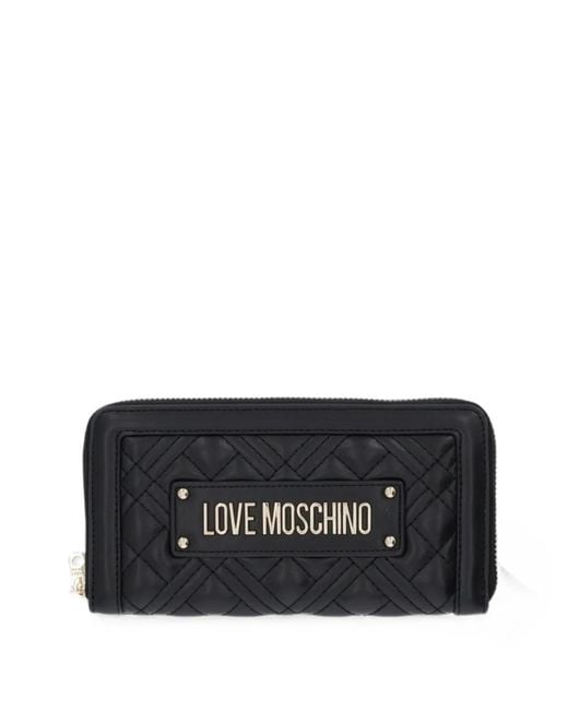 Love Moschino Black Quilted Logo-Plaque Wallet