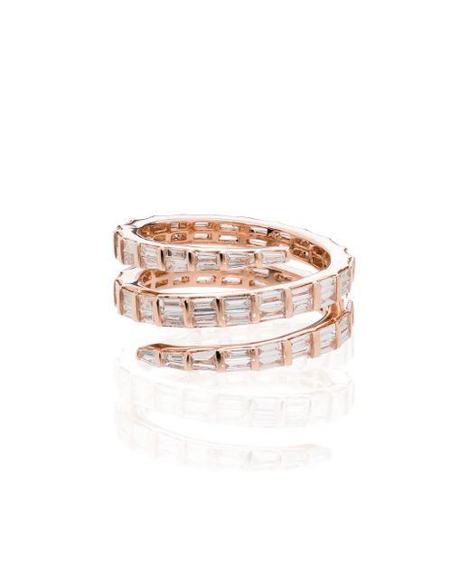 Anita Ko White 18Kt Rose Baguette Diamond Coil Ring