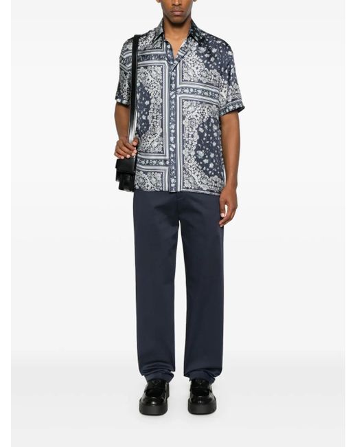 パンツ FENDI 'Fendi Roma' gabardine trousers Fendi Gabardine Trousers in Blue for Men | Lyst