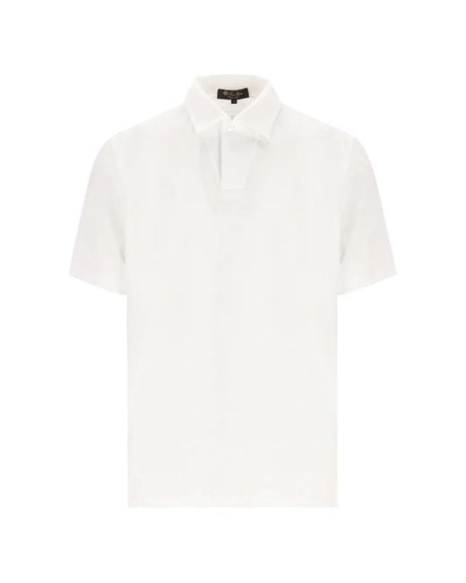 Loro Piana White Short-Sleeve Cotton Polo Shirt for men