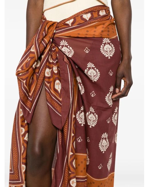 Johanna Ortiz Red Spirit Of The Rider Pareo Skirt