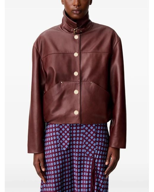 Claudie Pierlot Brown Oversized Leather Jacket