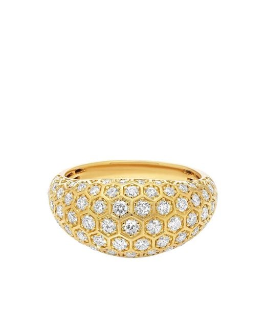 Sara Weinstock Metallic 18K Diamond Honey Comb Signet Ring