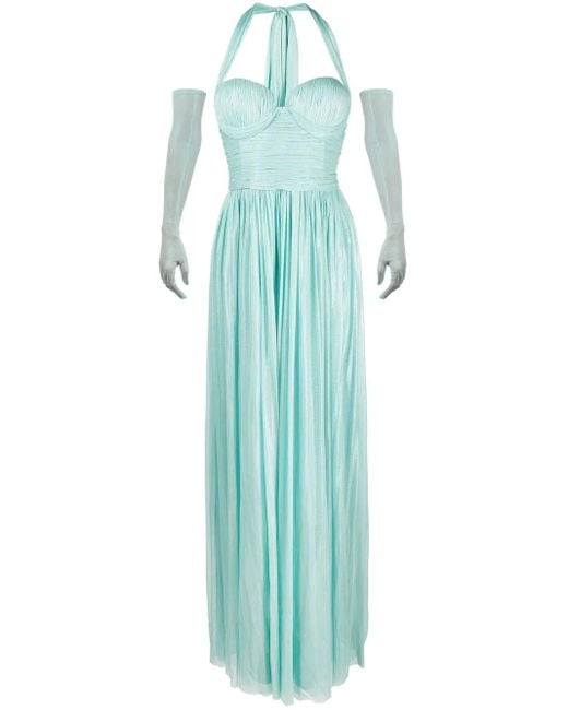Jean Louis Sabaji Blue Sleeveless Tulle Maxi Dress