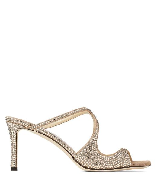 Jimmy Choo Natural Anise 75mm Crystal-embellished Mules