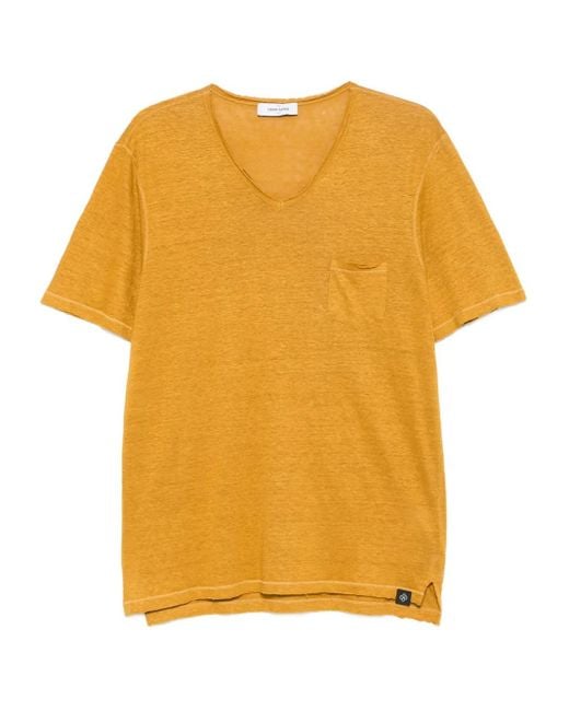 Gran Sasso Yellow Pocket V-Neck T-Shirt for men
