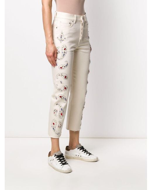 embellished cropped jeans