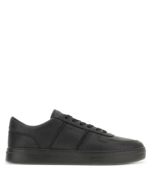 Hogan Black H668 Leather Lace-Up Trainers for men