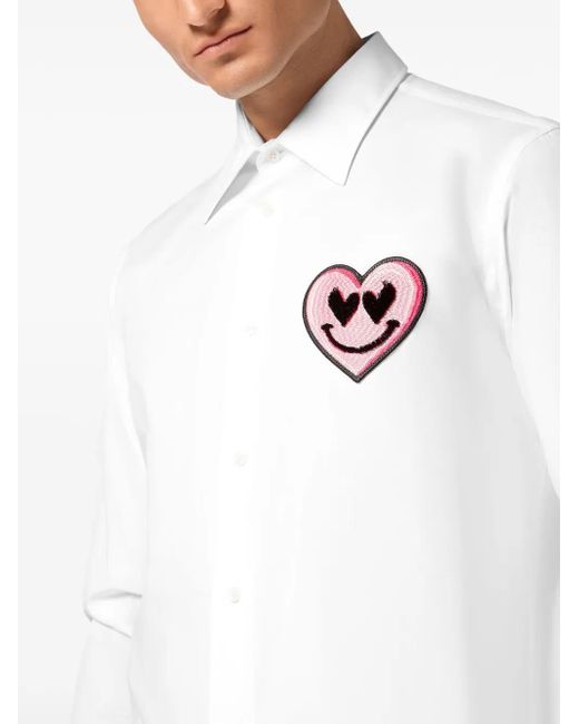 Philipp Plein White Shirt Sugar Daddy Cut Ls Patches for men