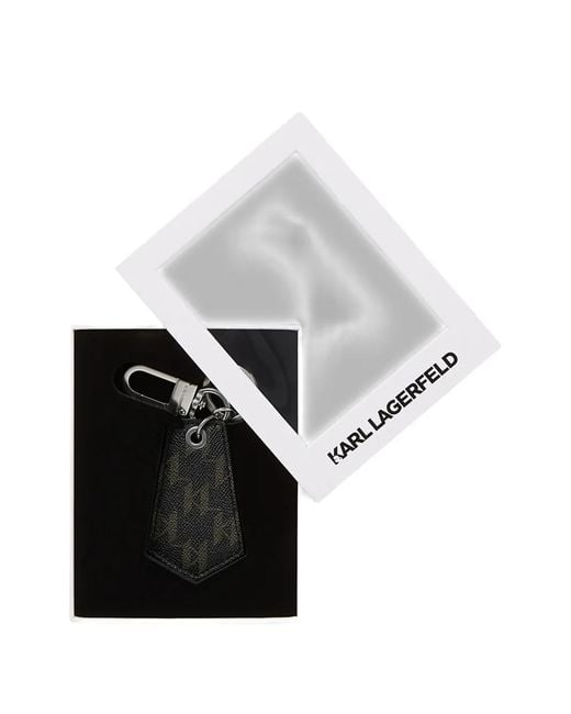 Karl Lagerfeld White Monogram Keyring for men