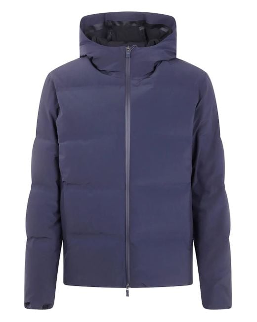 Herno Blue New Impact Hooded Short Down Jacket Clothing for men