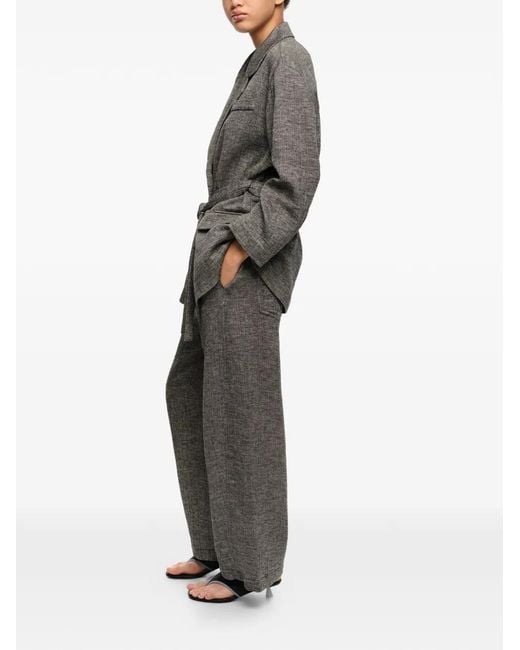 Bimba Y Lola Gray Belted Tailored Coat