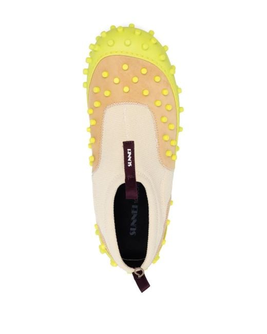 Sunnei Yellow 1000Chiodi Suede Slip-On Sneakers