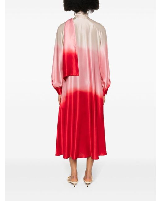 Kiton Zijden Midi-jurk in het Red