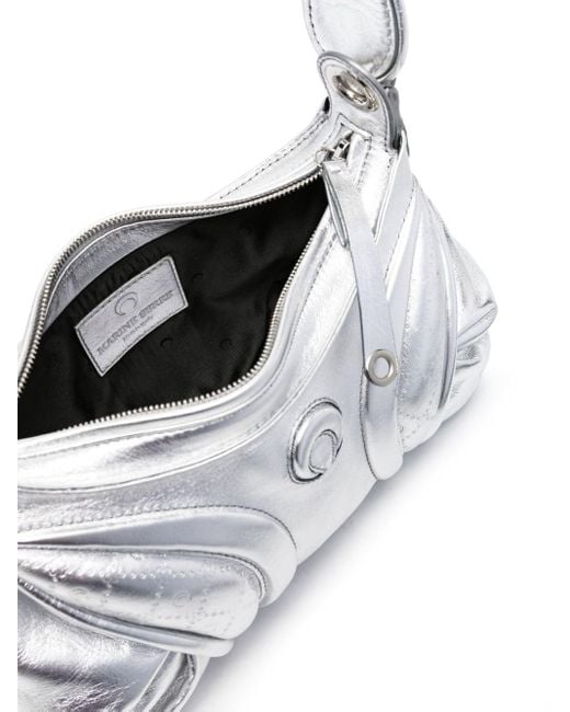 MARINE SERRE White Stardust Laminated Leather Shoulder Bag