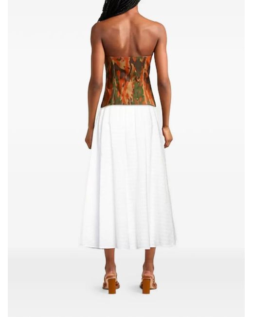 MSGM White Ruffled Mid Skirt