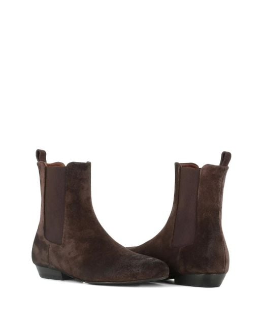 Marsèll Brown Elastic-Panel Suede Boots