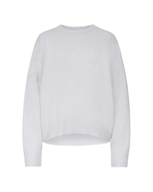 Loulou de Saison White Anton Crew-Neck Cashmere Sweater