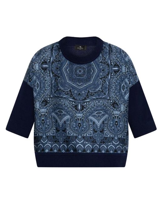 Top de punto con estampado de cachemira Etro de color Blue