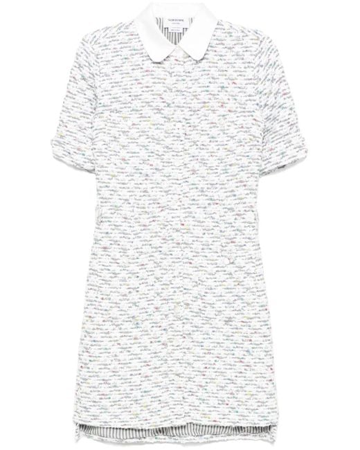Thom Browne White Robe Courte À Poche Plaquée