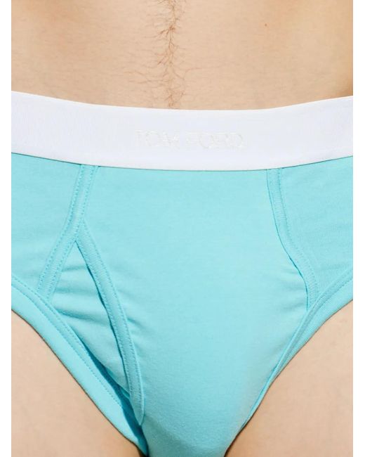 Tom Ford Blue Logo-Waistband Briefs for men