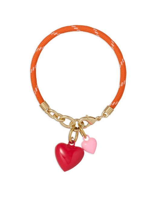 Roxanne Assoulin Red Happy Cord Double-Heart Charm Bracelet